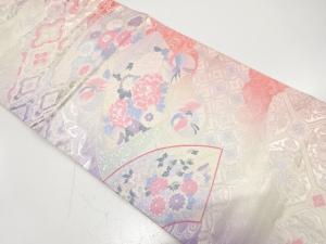 地紙に鴛鴦・牡丹・菊・古典柄織り出し　袋帯